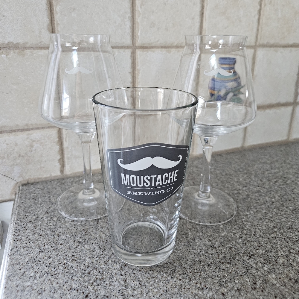 Moustache Brewery Set Of 3 Pint Glasses